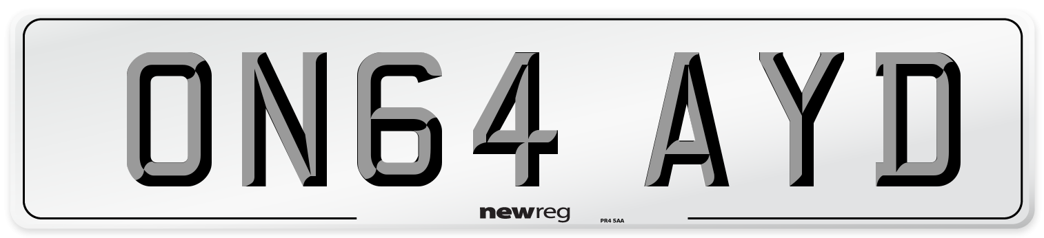 ON64 AYD Number Plate from New Reg
